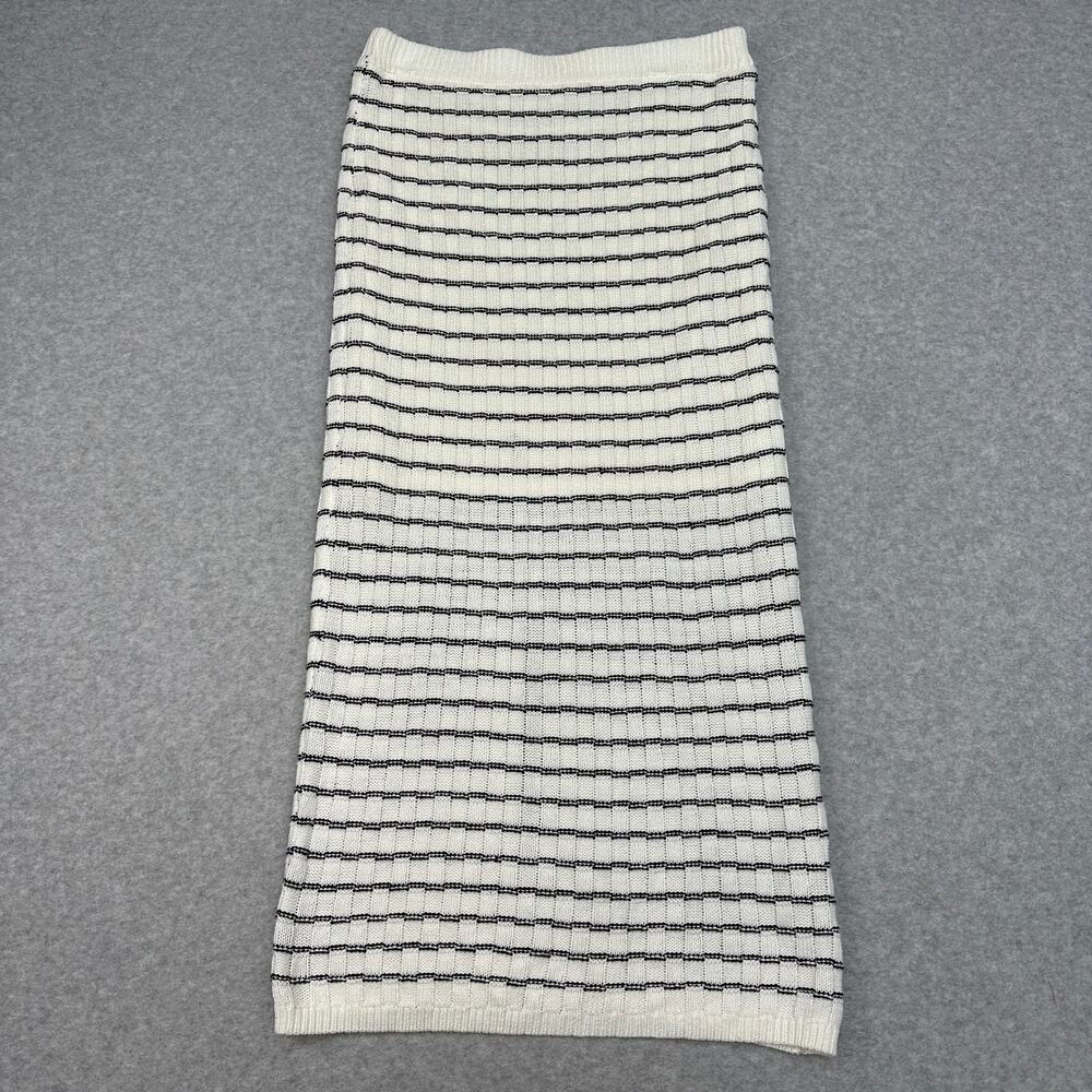 Freshman 1996 Maxi Skirt Striped Crochet WMNS M Ivory Black Cottagecore Boho